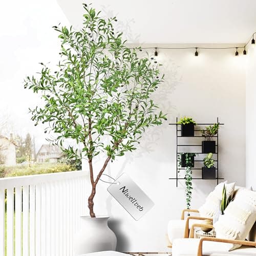 Niwellveb Faux Olive Tree Fake Tree Artificial Indoor 7 Feet (84 inches) Realistic Potted Silk Indoor Large Fruit for Home Offices, Living Rooms, Bedrooms, Stairs and Foyer Decor - Image 1