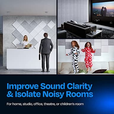Ekkogo Acoustic Panels 12-Pack Soundproof Wall Panels 12"X12"X0.4" Sound Panels High Density Sound Dampening Panels - [White Square] - Image 4