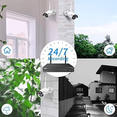 Hiseeu 2K Wireless Security Camera System, 10CH NVR Kit,8Pcs 3MP WiFi Surveillance Cameras for Home Indoor/Outdoor Use,Night Vision,Waterproof, Motion Detection, 3TB Hard Drive and DC Power Included - Image 3