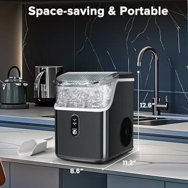 Electactic Countertop Nugget Ice Maker Pro - 34lbs/24H, Self-Cleaning Pellet Ice Machine with Soft Chewable Ice, One-Touch Operation for Home, Kitchen, Office,Party (Black) - Image 6