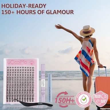 uCoolMe Lash Clusters Kit Wispy Individual Lashes Natural Eyelash Clusters Kit C Curl - WideSpan Spiky Lashes Ultra-Thin Invisible Lash Band Lash Bond and Seal DIY at Home (Aphrodite Kit) - Image 6