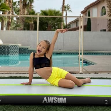 AWSUM 13ft x 6.6ft x 4inches Gymnastics Air Mat Tumbling Mat Tumble Track with Electric Air Pump for Gym/Cheerleading/Water/Yoga/Home use (4 * 2 * 0.1M,Green) - Image 5