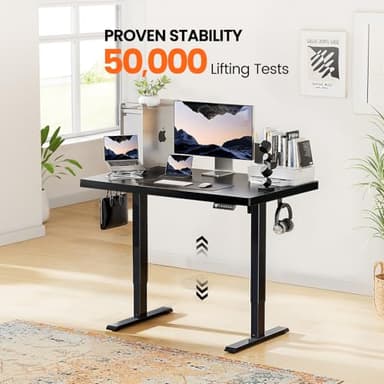 ErGear 40" x 24" Whole Piece Desktop Electric Standing Desk, Thick Height Adjustable Desk with 4 Height Memory, Home Office Computer Table with Cable Management Tray, Black - Image 7