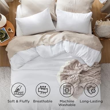 Bedsure King Size Comforter Set, White Soft Prewashed Bedding for All Seasons, 3 Pieces GentleSoft™ Warm Down Alternative Bed Set, 1 Lightweight Comforter (104"x90") and 2 Pillowcases (20"x36") - Image 4
