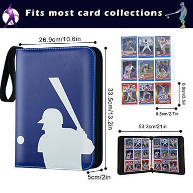 CECOKESO Trading Card Binder with Sleeves, Sports Card Binder Collectible Trading Card Albums with 50 Removable Sleeves (Blue, 9 Pocket) - Image 5