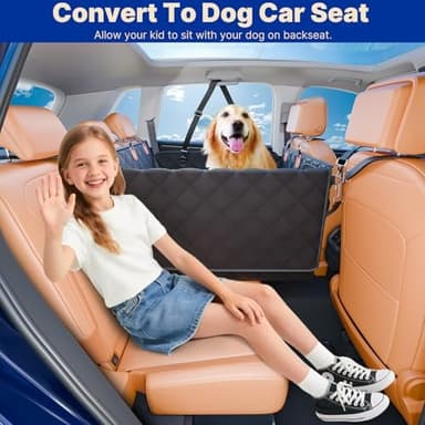 Convertible Back Seat Extender for Dogs, Foldable 400lbs Hard Bottom Dog Car Seat Cover for Back Seat, Waterproof Dog Hammock Bed Backseat Cover for Dogs in Car SUV Truck Pet Seat Cover Black M - Image 3