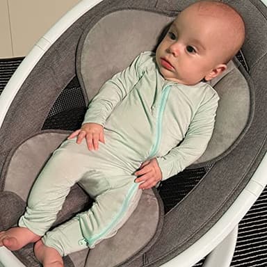 Aablexema Baby Footless Pajamas Zipper with Mitten, Rayon from Bamboo, Infant Long Sleeve Romper Pjs(Yellow,Newborn) - Image 6