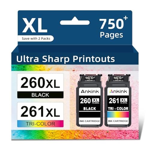 Ankink Compatible Ink Cartridge Replacement for Canon 260 261 260XL 261XL PG-260 CL-261 XL Cartridges for Cannon TR7020 TR7020a TR7022 TS6420 TS6400 TS5300 TS5320 TS6420a (Black and Tricolor,2-Pack) - Image 1