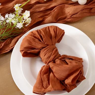 Socomi Terracotta Cheesecloth Napkins Fall Burnt Orange Cheese Cloths Gauze Set of 50 Boho Washable Dinner Table Napkins for Wedding Party Baby Shower Birthday Party Decor - Image 2
