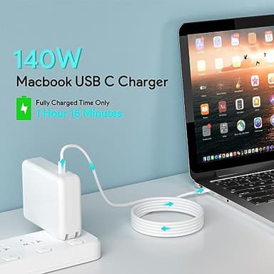 Mac Book Pro Charger - 140W USB C Charger Fast Charger for MacBook pro & MacBook Air, ipad Pro, Samsung Galaxy and All USB C Device, 6.6 ft USB C Cable Included - Image 2