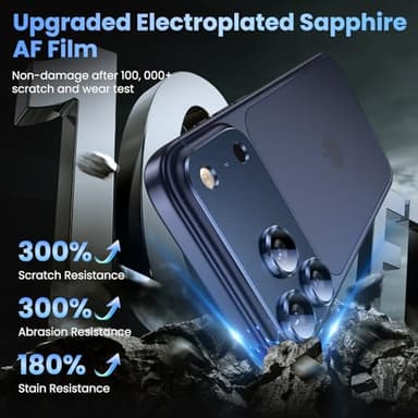 Uyiton Compatible with iPhone 17 Pro Max Camera Lens Protector - [Not Easy to Break][Strong Adsorption][Case-Friendly] Metal Tempered Glass Rear Camera Screen Cover - Deep Blue - Image 7