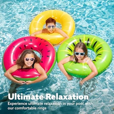 JOYIN Inflatable Swim Tube Raft (3 pack) with Summer Fruits Painting, Pool Toys for Swimming Pool Party Decorations - Image 3