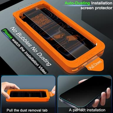 IMBZBK [Auto-Dust Removal] 3 Pack Privacy Screen Protector for iPhone 17 Pro [6.3 INCH] Anti Spy Private Accessories, Case Friendly Film, Military Grade Tempered Glass 3 Camera Lens Protector - Image 3