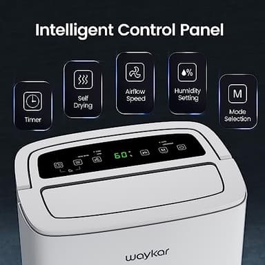 Waykar 80 Pints Energy Star Home Dehumidifier for Spaces up to 5,000 Sq. Ft at Home, in Basements and Large Rooms with Drain Hose, Handle, Auto Defrost and Self-Drying. - Image 4