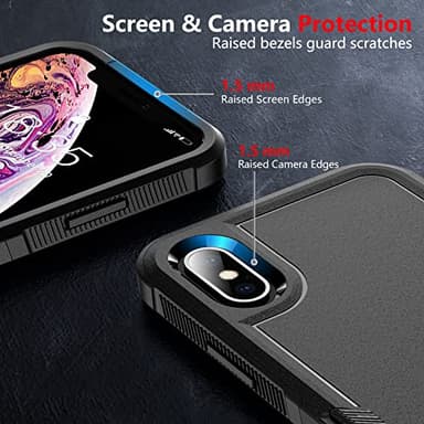 SPIDERCASE for iPhone Xs Max Case, [10 FT Military Grade Drop Protection] [Non-Slip] [2 pcs Tempered Glass Screen Protector] Shockproof Airbag Cushion Protective Case for iPhone Xs Max 6.5” (Black) - Image 4