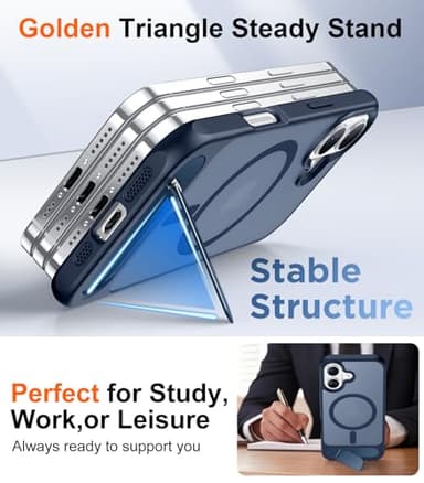 Temdan Magnetic Compatible with iPhone 16 Case, [Built-in Invisible Kickstand][Compatible with MagSafe] [Military Grade Shockproof] Slim Translucent Matte Phone Case for iPhone 16 6.1" - Image 4