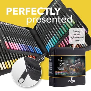 Castle Art Supplies 120 Colored Pencils with Zipper | Quality Soft Coloured Leads for Adult Artists, Professionals and Colorists | In Zipper Pouch - Image 2