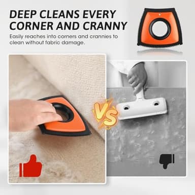 Geyrut Pet Hair Removal Tool, Dog Hair Remover for Car Couch Furniture Carpet Clothing, Triangle Multi-Surface Pet Hair Remover for Auto Interior Detailing Supplies Mini Pet Hair Detailer (Orange) - Image 4