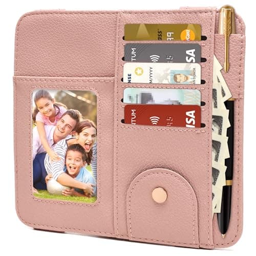 Peisicne Visor Organizer, Pink Sunglass Holder For Car, Sunvisor Organizers with Multiple Pockets and Picture Frame, Essential Car Interior Accessories for Women and Men - Image 1