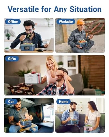 VASG Cordless Electric Lunch Box for Adults, 16000mAh Rechargeable Auto Heated Lunch Box, 1L Portable Self-Heating Food Warmer for Office, Picnic, Car & Outdoor Use - Image 7