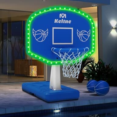 Dahivs LED Pool Basketball Hoop, Solar Powered Poolside Basketball Hoop for Pool with Colorful Lights, Oversized Water Basketball Hoops with 2 Balls/Pump, Light Up Pool Games for Adults Teens. - Image 1