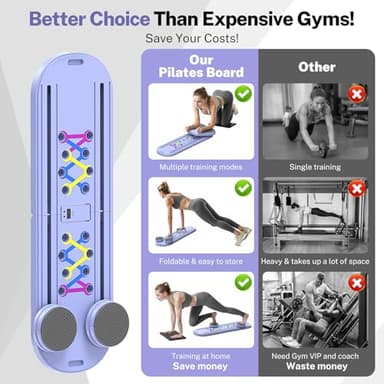 MOVOCA Pilates Board, Foldable Pilates Reformer Equipment with Timer, 7-in-1 Multi-Purpose Portable Pilates Reformer Machine Home Pilates Kit for Home Workout, Fitness, Exercise, Abs, Core Equipment - Image 8