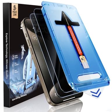 MAGIC JOHN 2 Pack for iPhone 15 Pro Max 6.7 inch Privacy Glass Screen Protector, Auto Dust-Elimination Installation, Bubble Free, Easy Installation - Image 1