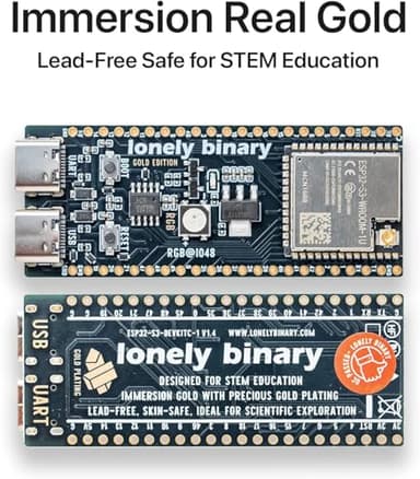 LONELY BINARY ESP32-S3 Gold Edition Dev Board - 16MB Flash 8MB PSRAM Dual USB-C IPEX Antenna WiFi Bluetooth for Arduino IoT Projects, MicroPython & ESP-IDF N16R8 (16MB +Antenna Gold Edition) - Image 4