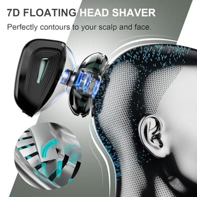 Head Shavers for Bald Men, Detachable Head Shaver, IPX7 Waterproof Wet Dry Bald Head Shavers, 7D LED Display Electric Rechargeable Head Shaving Kit with Type-C Charge - Image 3