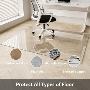 Koonmi Chair Mat for Carpet, Tempered Glass 36"x48" Office Chair Mat, Glass Chair Mats Protector with Rounded and Polished Edges, Ideal for Hardwood Floor, Carpet, Office, Desk, Rolling Chair - Image 2