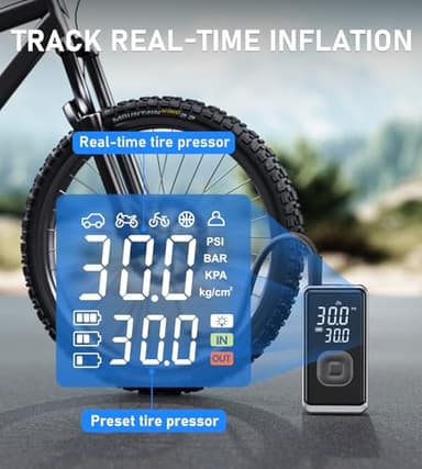 Tire Inflator Portable Air Compressor, 150PSI Cordless Mini Air Pump with Digital Pressure, Bike Pump, 3X Fast Inflation Tire Inflator for Car, Motorcycle, Bike, Ball-LED Light and Auto Shut-Off - Image 4