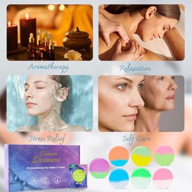 28 Pack Aromatherapy Shower Steamers, Individually Wrapped 7 Scents Bath Bombs,Natural Essential Oil Home SPA Self Care Stress Relief, Perfect Gifts for Her on Birthday Mother's Day Gift Set - Image 3