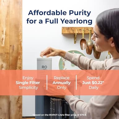 Bluevua RO100ROPOT-LITE Countertop Reverse Osmosis Water Filter System, 5 Stage Purification, 3:1 Pure to Drain, Portable Water Purifier (No Installation Required) (Blue) - Image 6