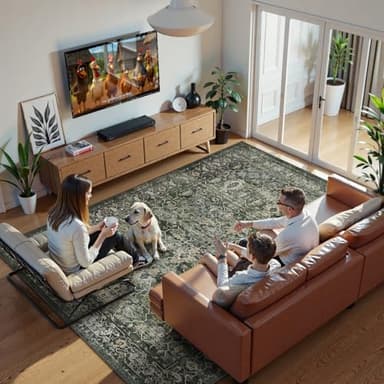 Lahome Boho Green 8x10 Area Rugs Living Room Rugs,Washable Bedroom Rug 8x10 Under Bed,Distressed Soft Non Slip Low Pile Indoor Dining Room Rug for Home Office Playroom(8'x10',Green) - Image 8