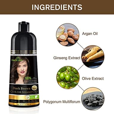 Herbishh Hair Color Shampoo - Magic Dye for Gray Hair, Lasting Color in Minutes - 500 Ml, 3-In-1, Ammonia-Free (Dark Brown) - Image 5