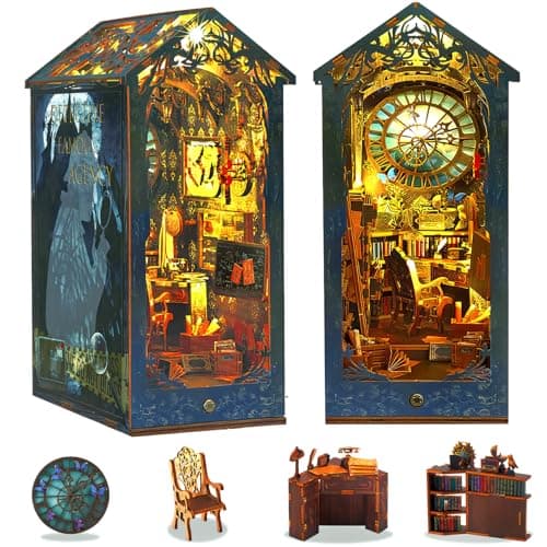 Catcrafter Book Nook Kit - Detective Agency Booknook for Bookshelf Decor, DIY Miniature House Kit, 3D Wooden Puzzle Dollhouse, Crafts for Adults Teens Birthday Easter Gifts - Image 1