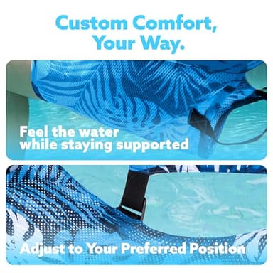 SLOOSH Pool Floats Chairs Adult,Inflatable Pool Lounge,Plant Pattern Floating Mat Hammock,Blow up Water Chairs Noodles rafts for Party Summer Water Beach Fun,Blue Leaves - Image 3