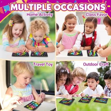 Party Favors for Kids 4-8-12: 24 Pack Scratch Rainbow Art Crafts Notebook, Coloring Book Goodie Bags Stuffers Kit, Bulk Birthday Gift Classroom Prizes Girl Boy Toddler - Image 8