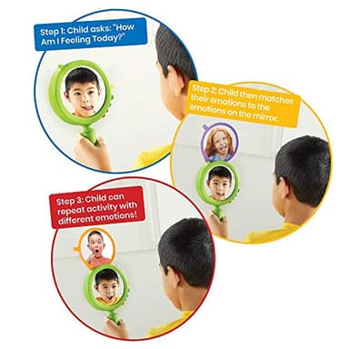 hand2mind See My Feelings Mirror, Play Therapy Toys, Mindfulness for Kids, Emotional Regulation for Kids, Social Emotional Learning Activities, Calm Down Corner Supplies, Calming Corner (Set of 1) - Image 4