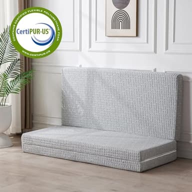 Foldable Mattress, 4 Inch Memory Foam Guest Floor Mat, Tri Folding Portable Mattress for Toddlers and Adults, Washable Cover, Non-Slip Design, Queen Grey (Size: 60" L x 80" W x 4" Th) - Image 7