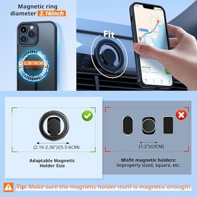 CACOE Magnetic Case for iPhone 13 Pro Max 6.7 inch-Compatible with MagSafe & Magnetic Car Phone Mount,Anti-Fingerprint TPU Thin Phone Cases Cover Protective Shockproof(Black) - Image 4