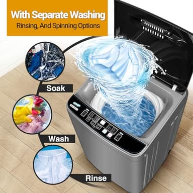 BORCOLO Portable Washing Machine, 17.7lbs Full-Automatic Small Washing Machine for Apartment, 10 Wash Programs with Drain Hose Dorm Size Portable Washer for RV, Home, College, Grey - Image 5