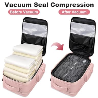 Taygeer Vacuum Backpack, Expandable Vacuum Seal Carry on Backpack with Rain Cover, 17'' laptop Compression Backpacks Travel with Shoe Compartment, TSA Approved Personal Item Compression Back Pack,Pink - Image 5