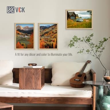 VCK 20x28 Picture Frame Set of 4 - Oak, Gallery-Quality Wood Poster Frames, 1.1-Inch Wide Border, Polished Plexiglass, Vertical or Horizontal Wall Display for Photo/Art/Prints, Natural Oak - Image 7
