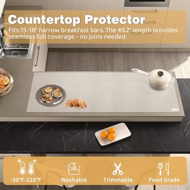 49.2" x 15.7" Large Silicone Mat for Kitchen Counter Protector, Cuttable Silicon Countertop Protector Mat Heat Resistant Mats for Countertop, Cut to Fit Placemat Ship Roll by Foepoge, Translucent - Image 4