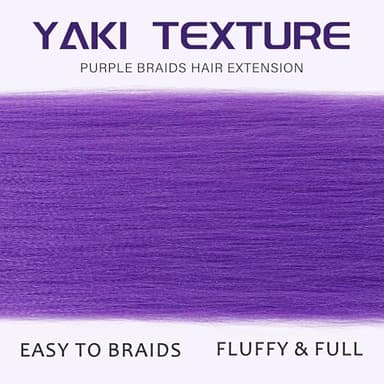 Purple Pre-stretched Braiding Hair Extension for Braids Yaki Synthetic Crochet Braiding Twist Hair Halloween Costume Cosplay (Purple, 24 Inch) - Image 5