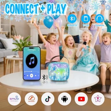 Mini Karaoke Machine for Kids Froze Toys for Girl Princess Toys 3 4 5 6 7 8 9 10 Year Old Girl Birthday Gifts Kids Toys Toddler Wireless Microphones - Image 5