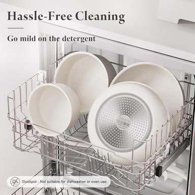 Bazova 22-Piece Pots and Pans Set Non Stick with Removable Handles, Ceramic Cookware Set, Large-Capacity & Non Toxic, Induction & RV Compatible, Dishwasher Safe, PFAS/PTFE/PFOA Free, White - Image 7