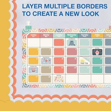 Carson Dellosa 65Ft of Goldenrod Yellow Green Bulletin Board Borders, 1 Roll of Mango Scalloped Trim for Rolling Whiteboard, Cork and Posterboard, Party, Office Decorations, and Classroom Decor - Image 7