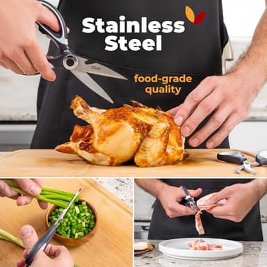 Gidli Kitchen Scissors & Shears 2 Pack - Lifetime Replacement Warranty* - Heavy Duty Kitchen Scissors - Stainless Steel All Purpose Ultra Sharp Cutting Scissor for Food and Meat, Dishwasher Safe - Image 7
